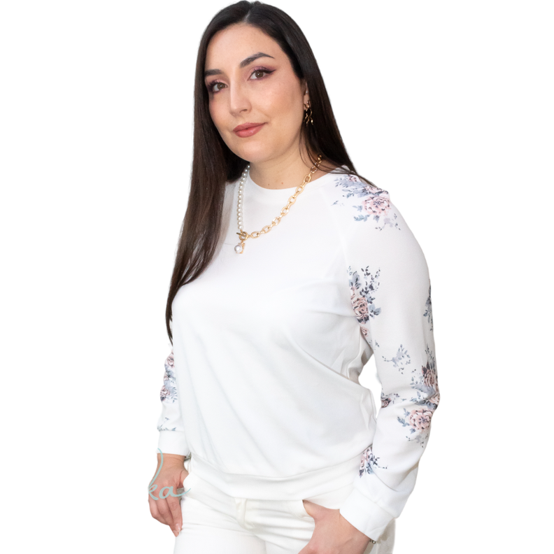 POLERON PULLOVER BLANCO FLOR-1
