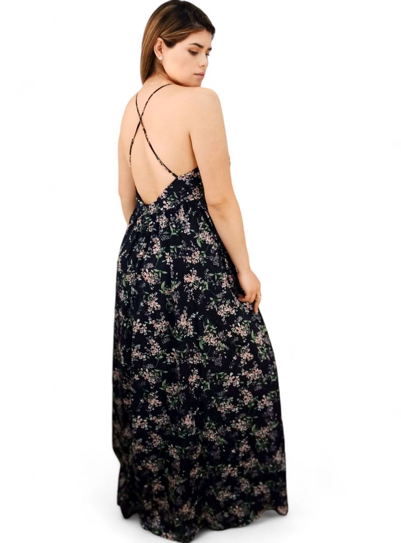 Vestido Maxi Largo Azul floreado -1