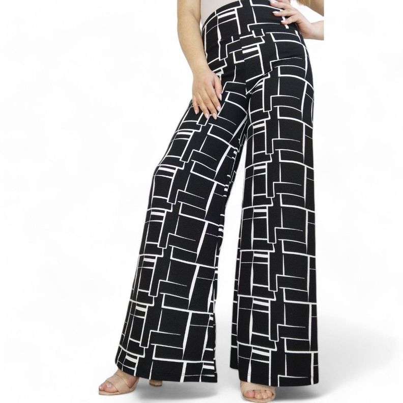Pantalon palazzo flared negro -0