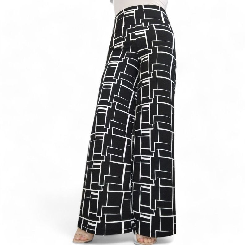 Pantalon palazzo flared negro -1