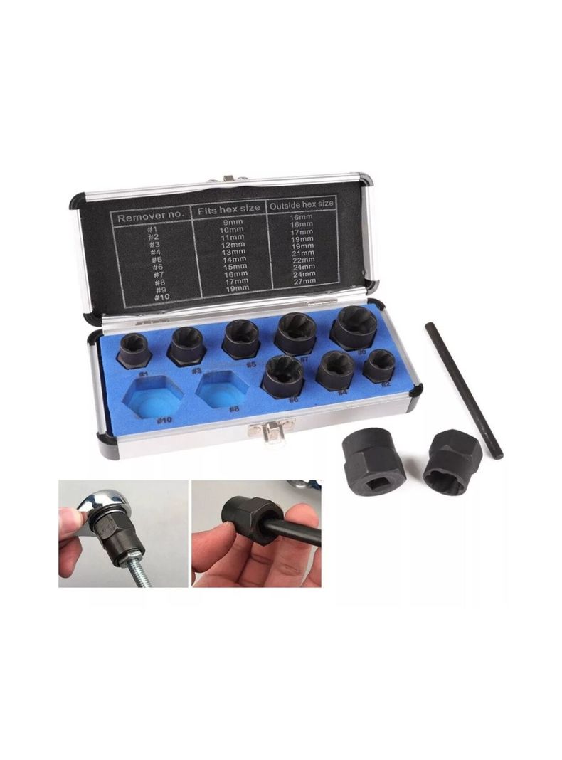 Set Dados Extractores Pernos Y Tuercas Rodadas 9 A 19mm-1
