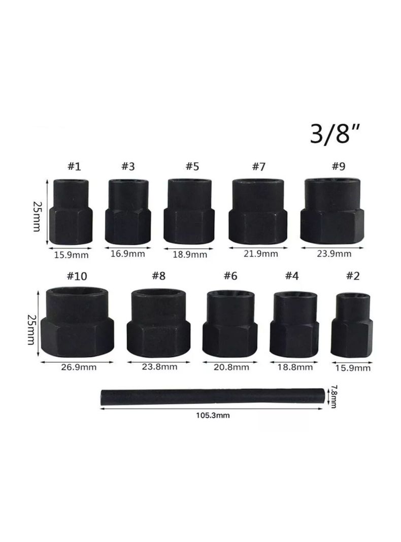 Set Dados Extractores Pernos Y Tuercas Rodadas 9 A 19mm-2