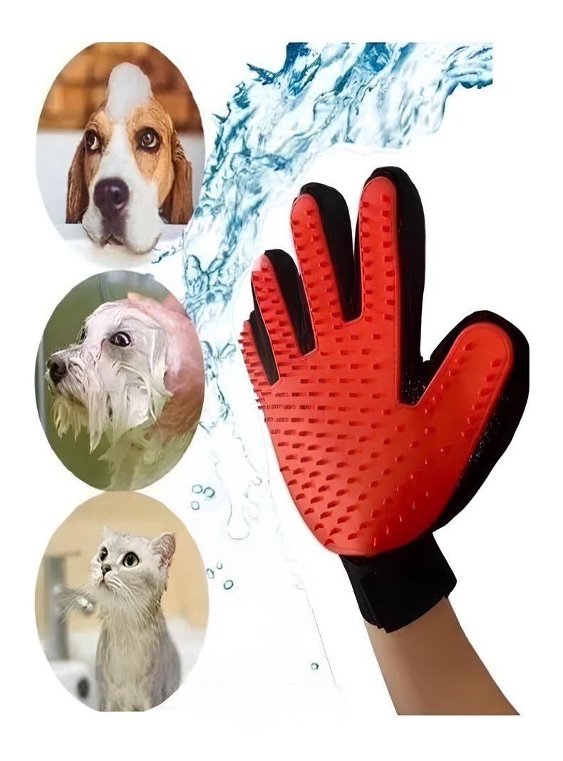 Guante Quita Pelos Perro Mascotas Gato Rojo-0