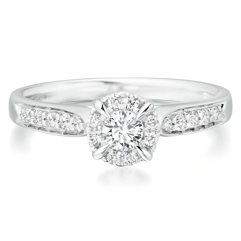 ANILLO DE COMPROMISO HALO BOOMZAIR CON MOISSANITA ROUND 0.20 CT PLATA RODINADA-0