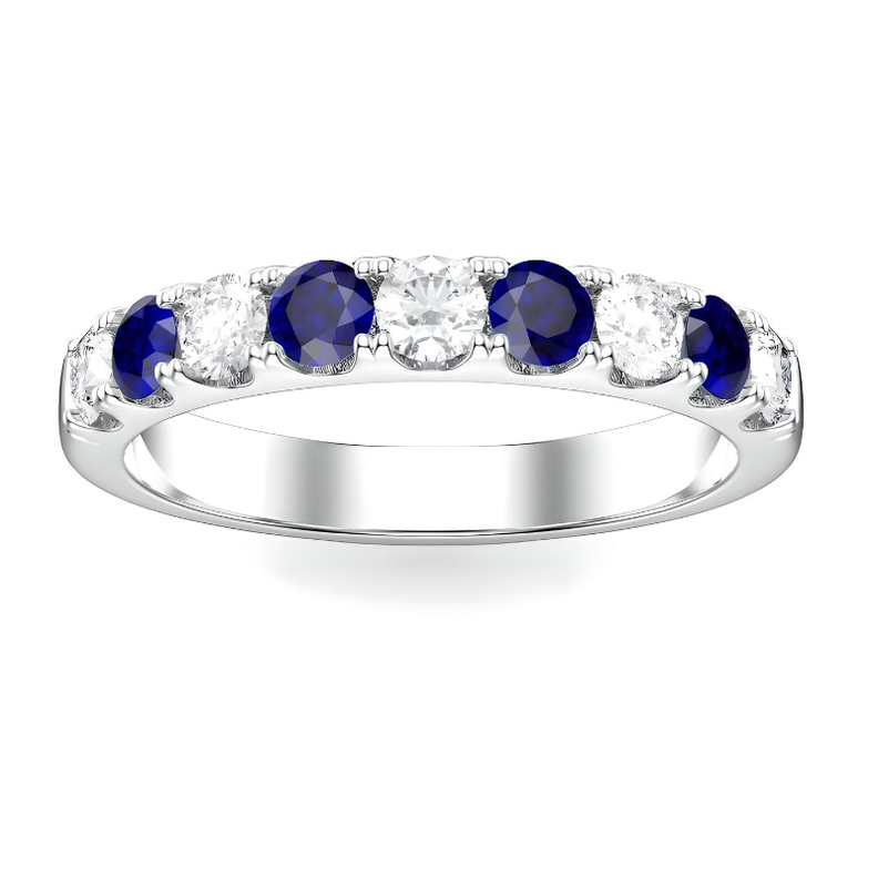 ANILLO DE COMPROMISO BOOMZAIR MEDIO CINTILLO CON ZAFIROS NATURALES Y MOISSANITAS VVS1 D-0