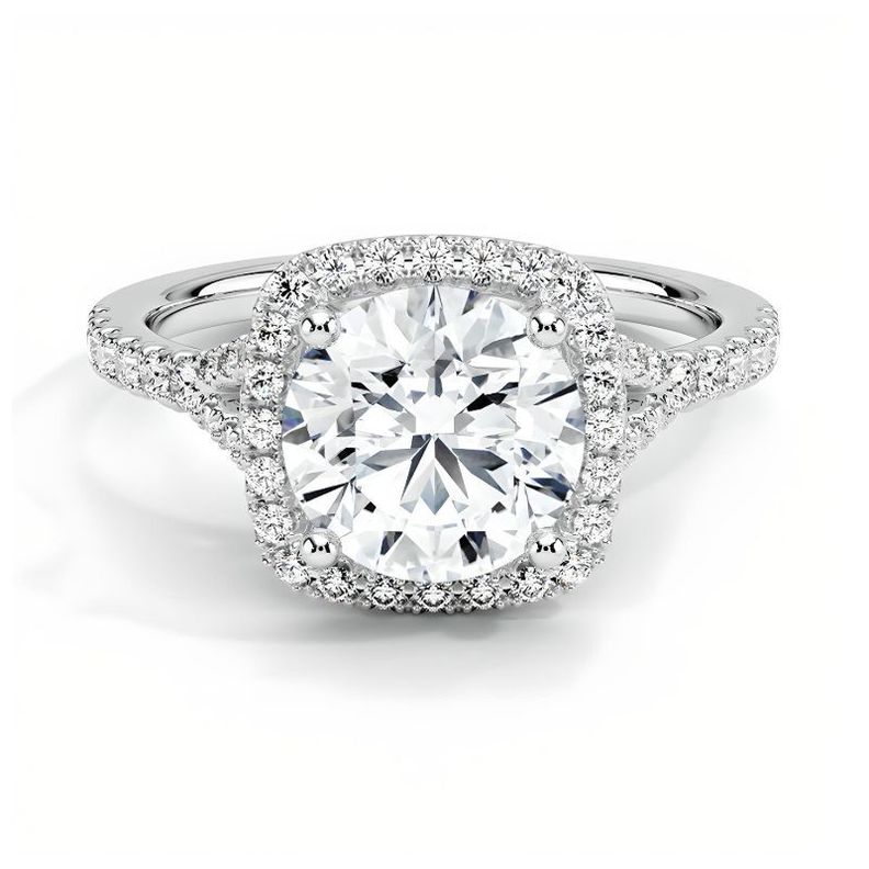 Anillo de compromiso de plata rodinada con moissanita de 3ct con halo-0