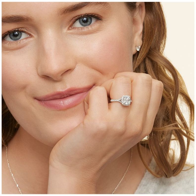 Anillo de compromiso de plata rodinada con moissanita de 3ct con halo-3