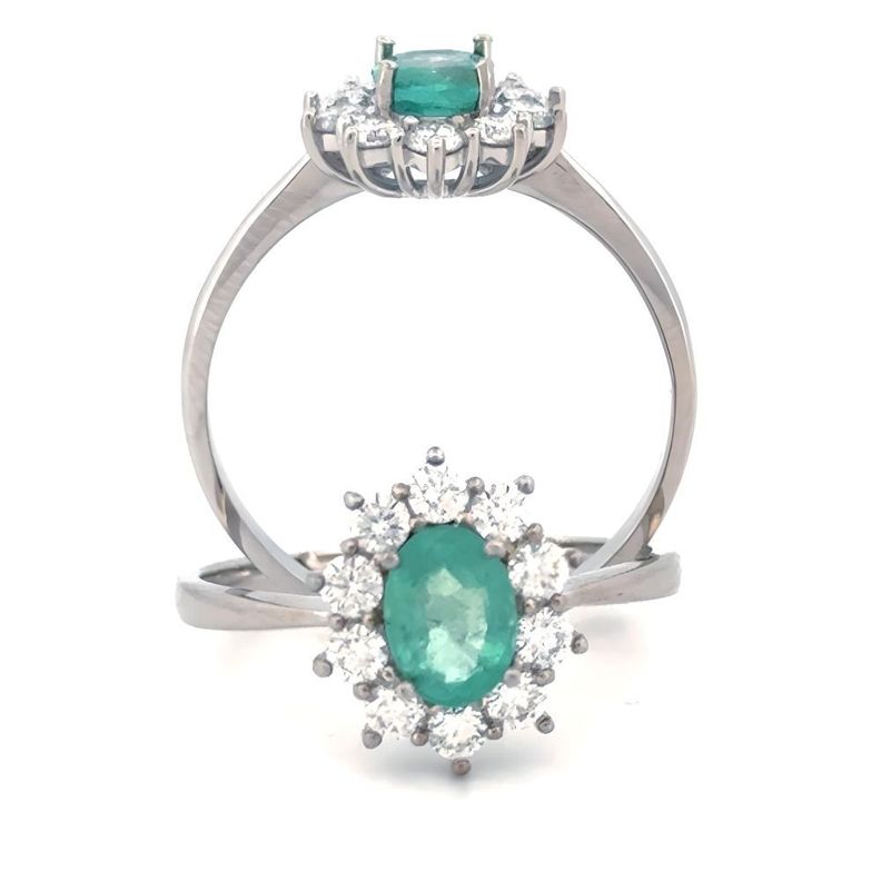 ANILLO DE COMPROMISO EN PLATA RODINADA PARA MUJER BOOMZAIR CON ESMERALDA NATURAL Y MOISSANITAS-0