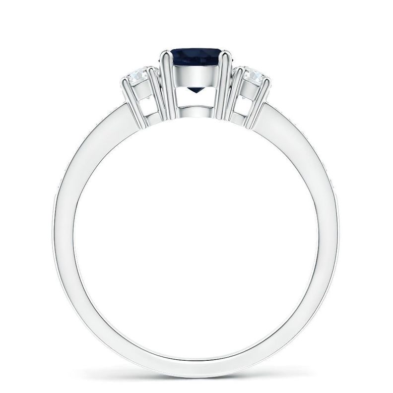 Anillo de compromiso en tricillo de moissanitas y zafiro Natural-2