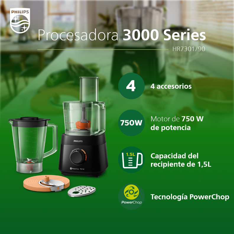 Procesador De Alimentos Philips Hr7301/90 750w Con Licuadora-4