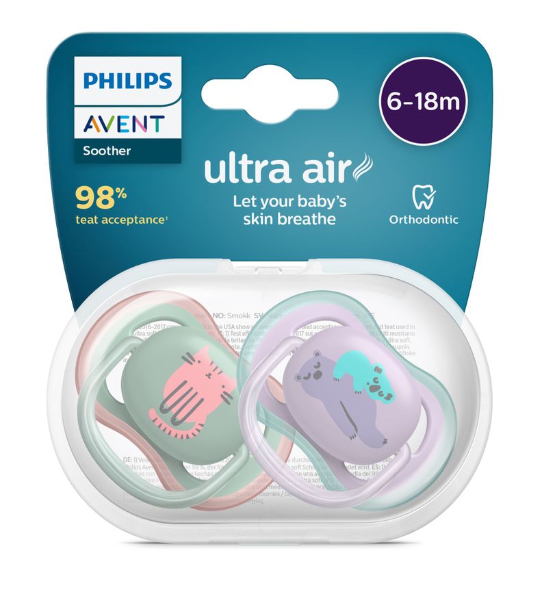 Chupete Avent Ultra Air 6-18 Gato/Koala deco x2 SCF085/18-5