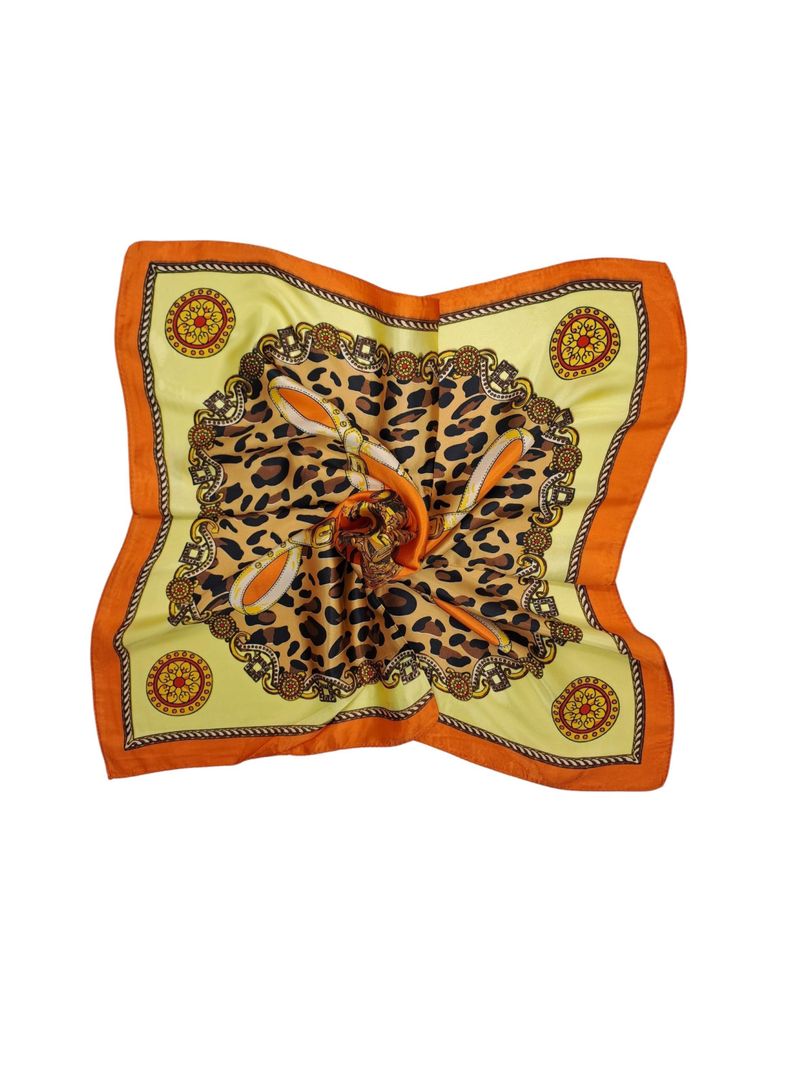 Pañuelo Satinado Mujer Estampado Animal Print Naranja 60 x 60 cms-0