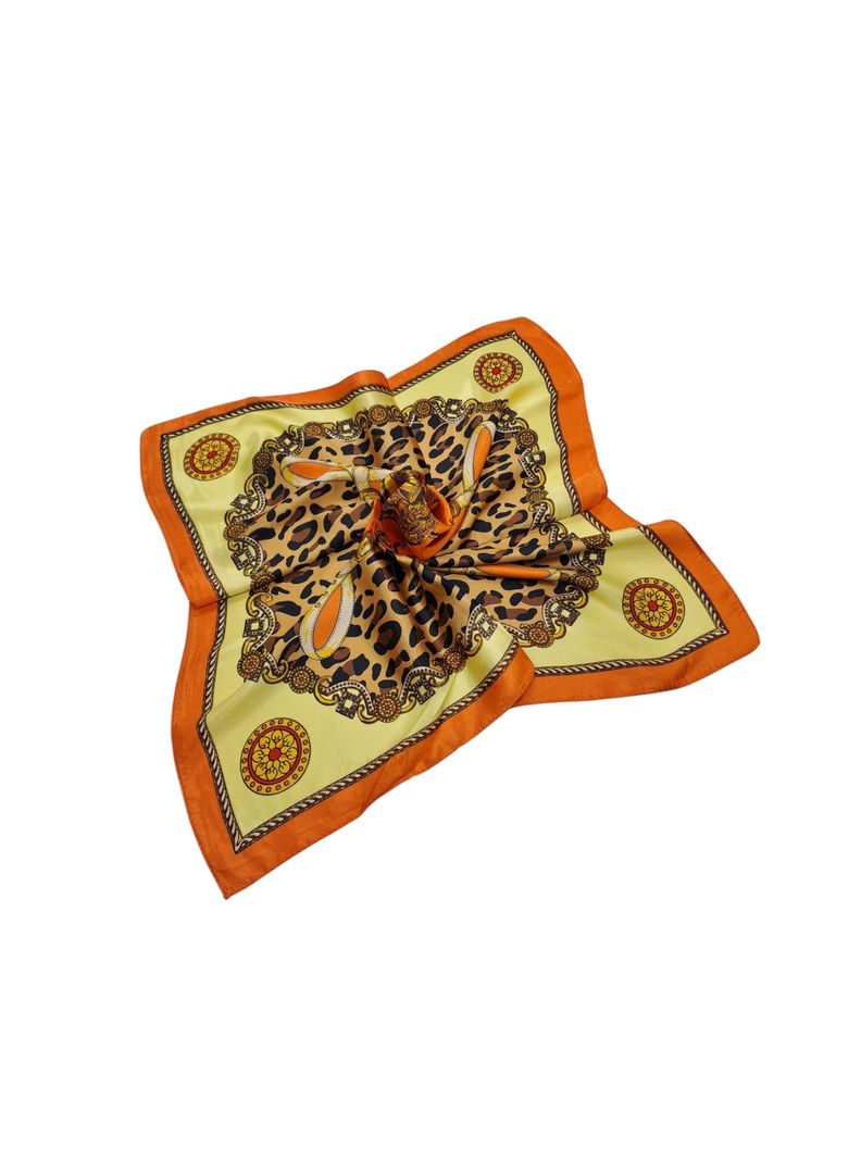 Pañuelo Satinado Mujer Estampado Animal Print Naranja 60 x 60 cms-1