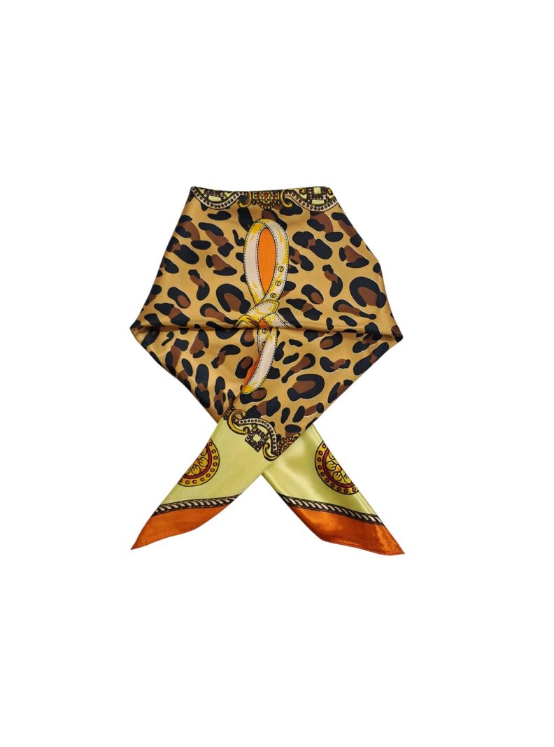 Pañuelo Satinado Mujer Estampado Animal Print Naranja 60 x 60 cms-2
