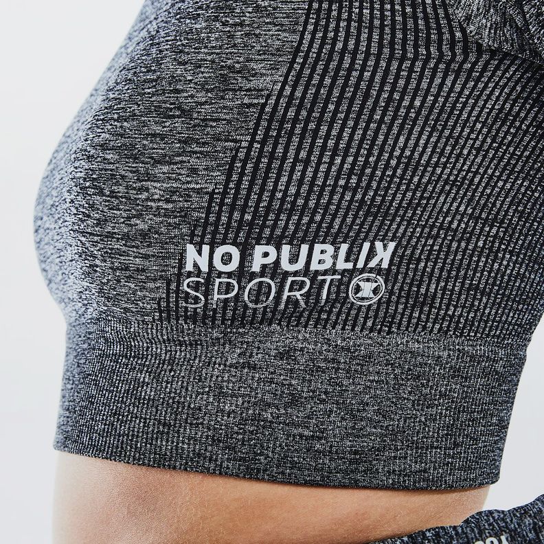Crop Top Manga Larga Deportivo Coachella Gris Oscuro No Publik-2