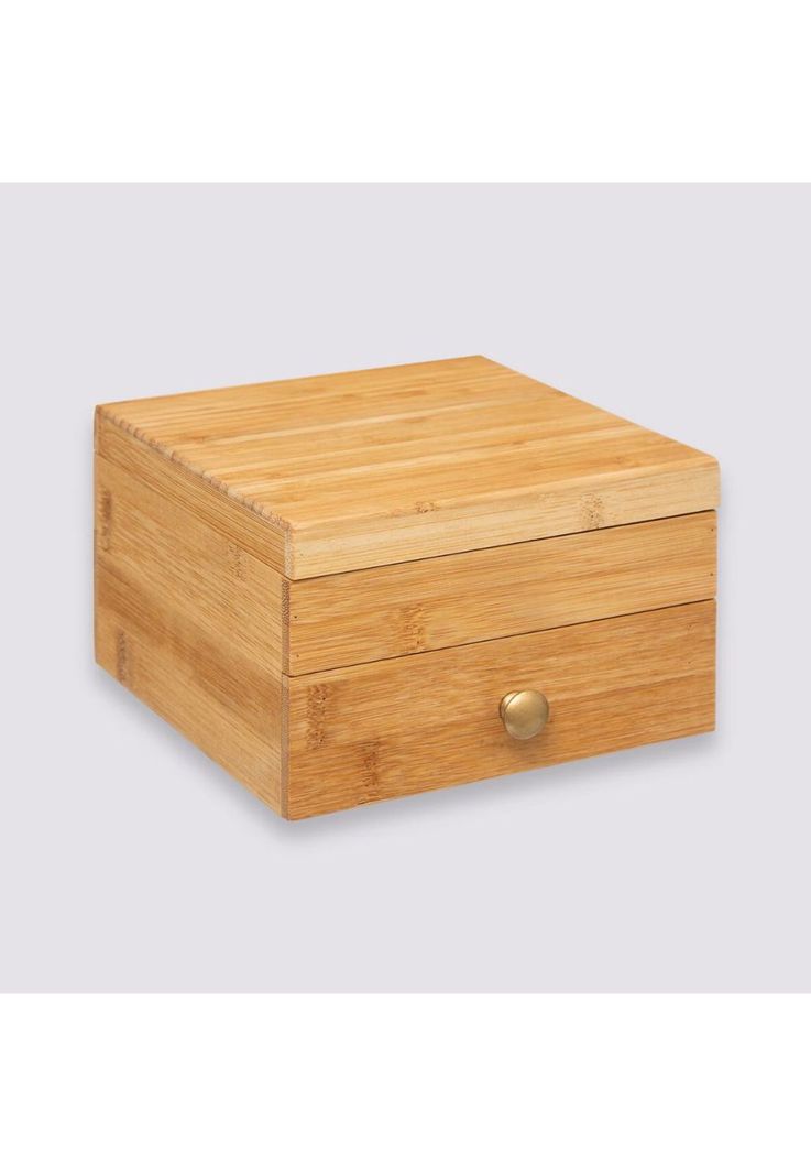 Organizador con espejo de bambú-1