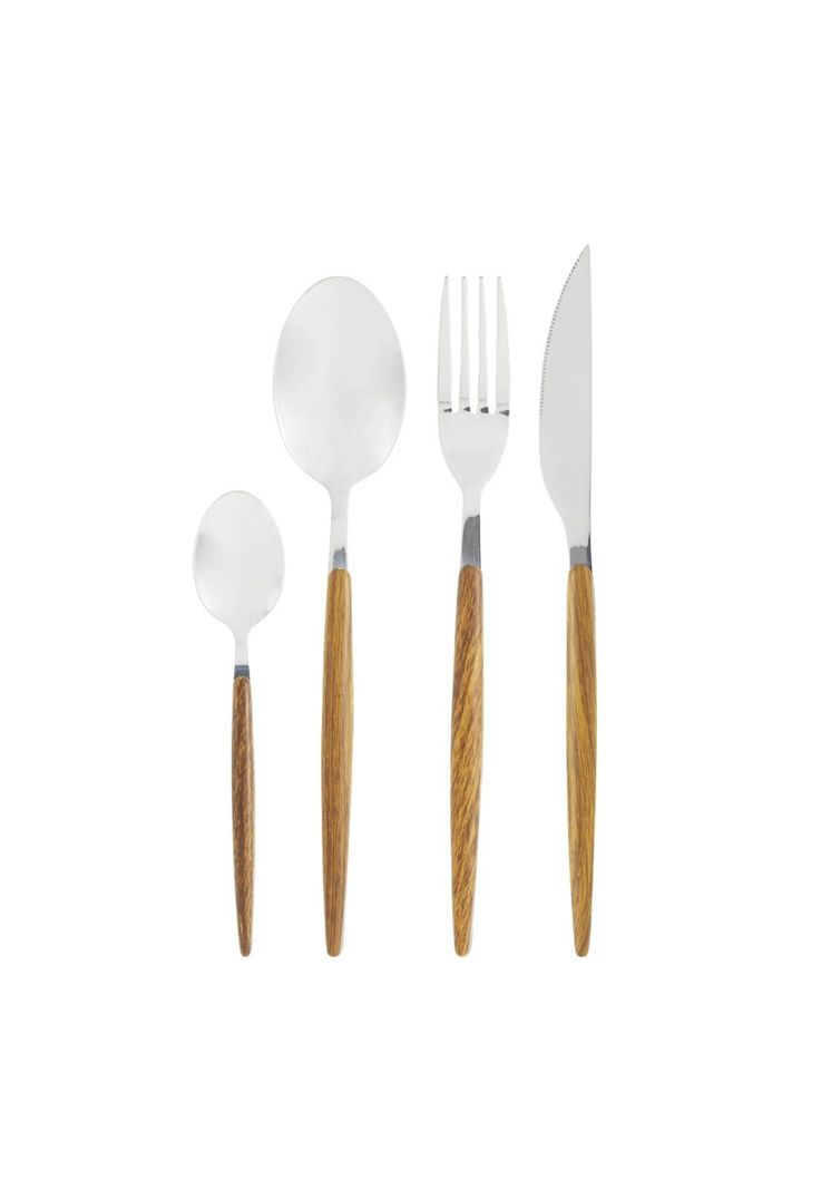 SET DE CUBIERTOS 16 PCS ACERO INOXIDABLE MADERA-0