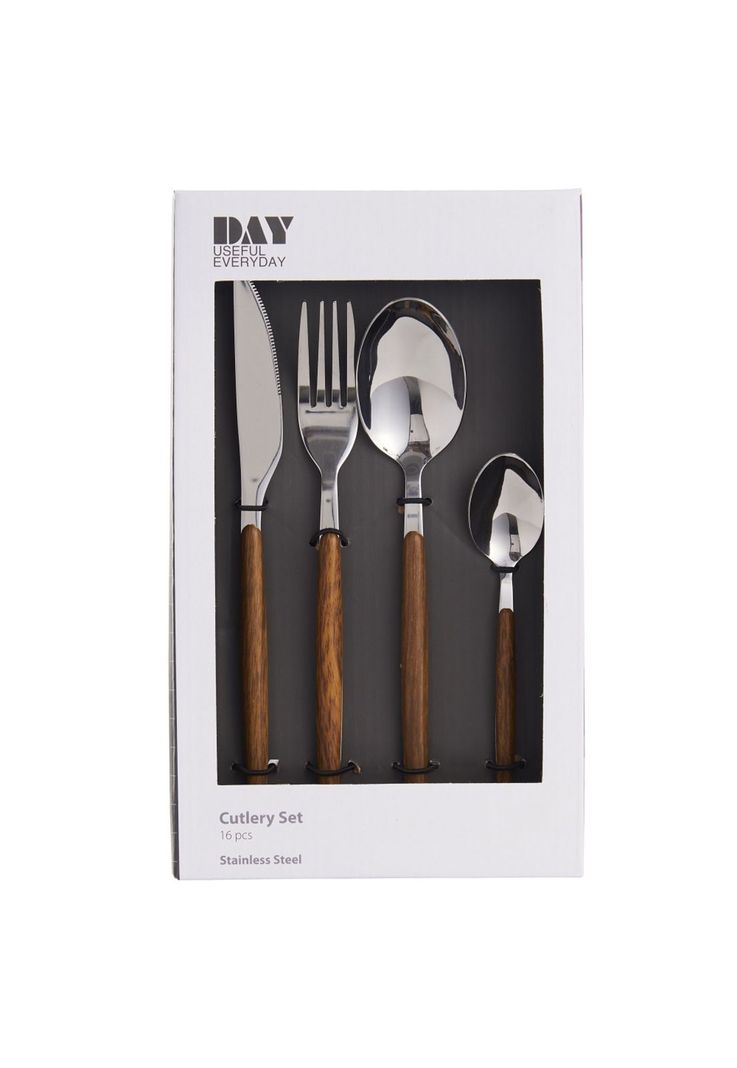 SET DE CUBIERTOS 16 PCS ACERO INOXIDABLE MADERA-2