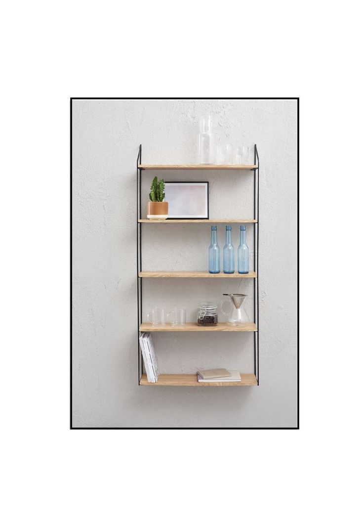 ESTANTE CON 5 NIVELES MADERA METAL NEGRO 59X15X116CM-4
