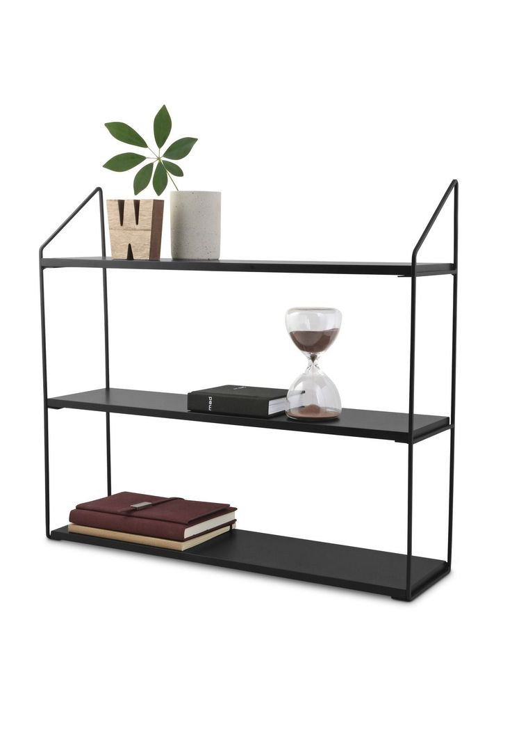 REPISA 3 NIVELES 60X15X54CM METAL BASE MADERA NEGRA-3