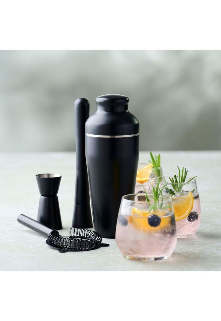 Set Coctelera Acero Inox Black 4 piezas-0