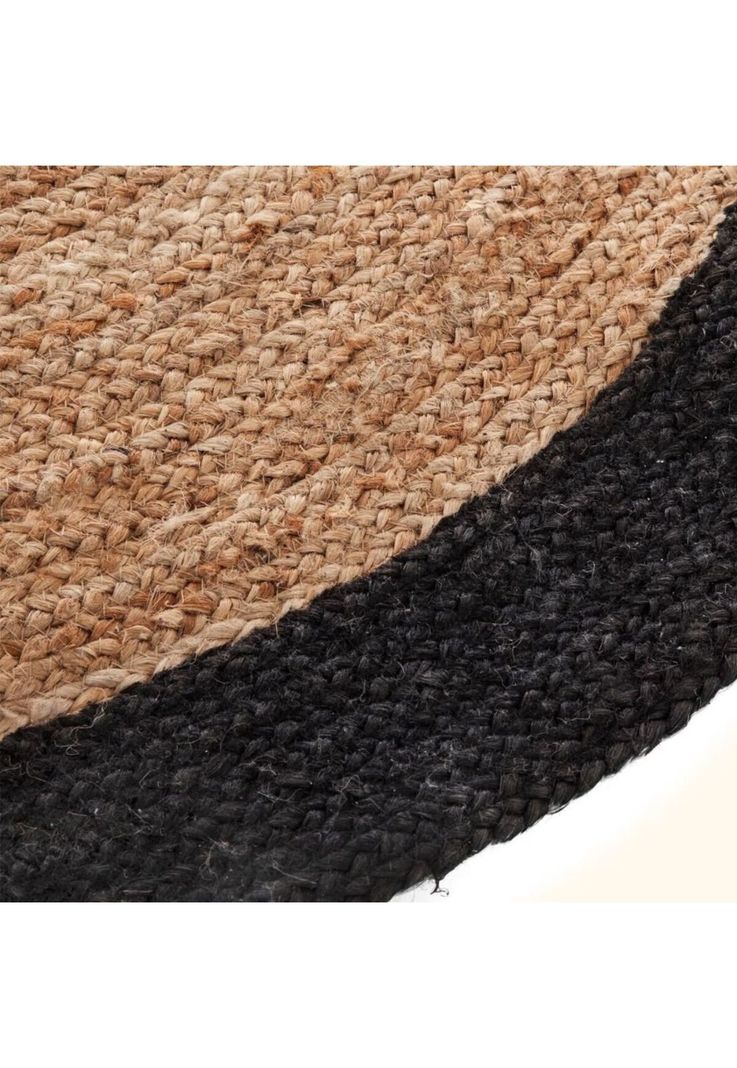 ALFOMBRA YUTE REDONDA CON BORDE NEGRO 120cm-2
