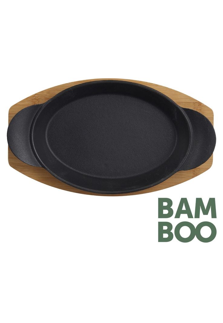 FUENTE HIERRO FUNDIDO CON BANDEJA BAMBÚ 15X22 CM-0