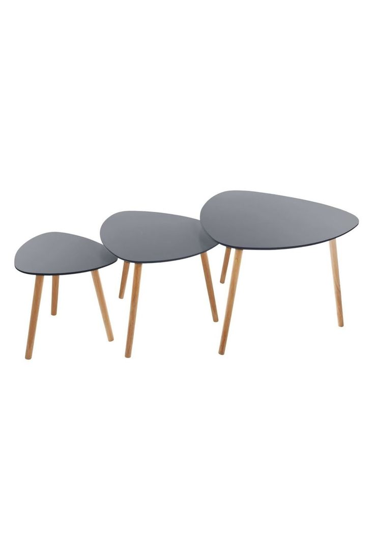 SET DE 3 MESAS LATERALES MILEO GRIS-0