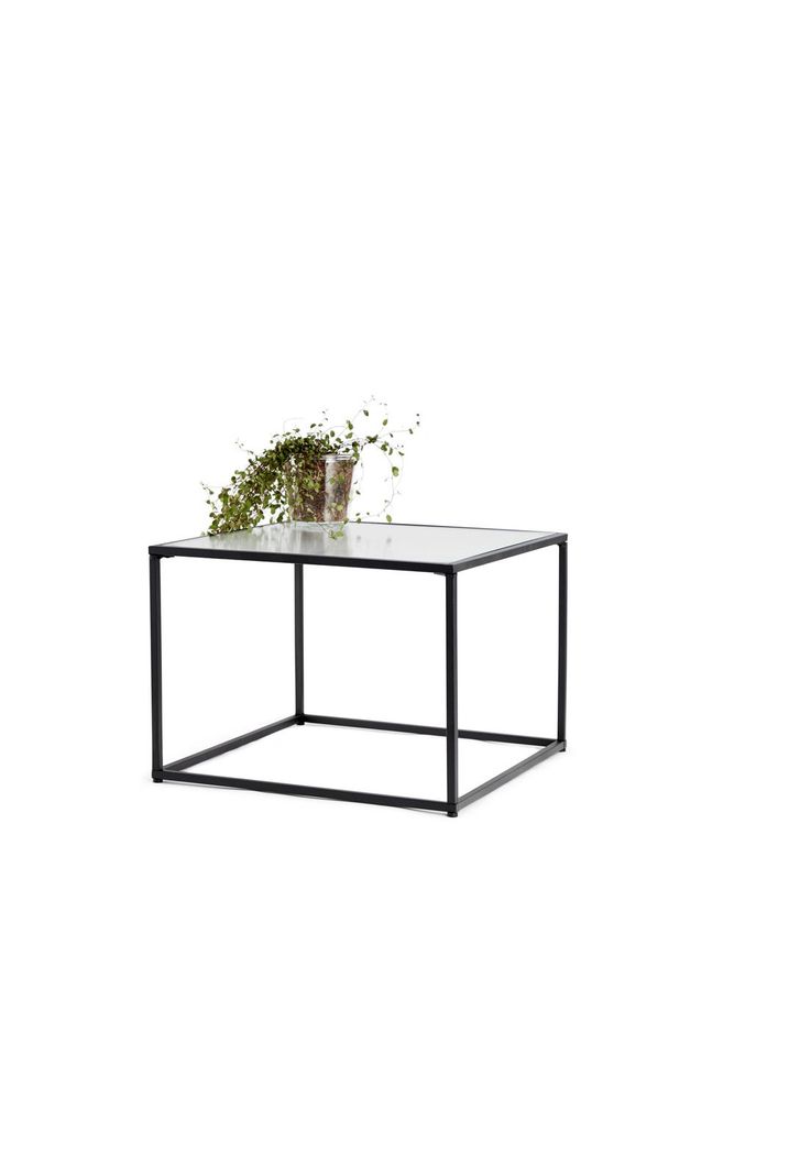 MESA DE CENTRO METAL VIDRIO NEGRA 49X49X35CM-2