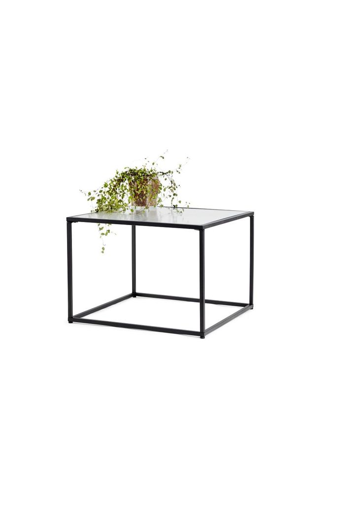 MESA DE CENTRO METAL VIDRIO NEGRA 49X49X35CM-3