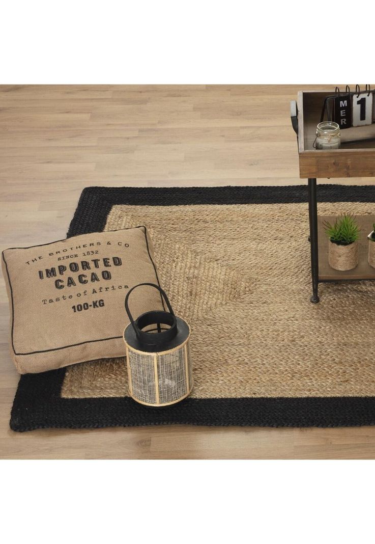 ALFOMBRA LIVING DE YUTE BORDE NEGRO 120X170CM-3