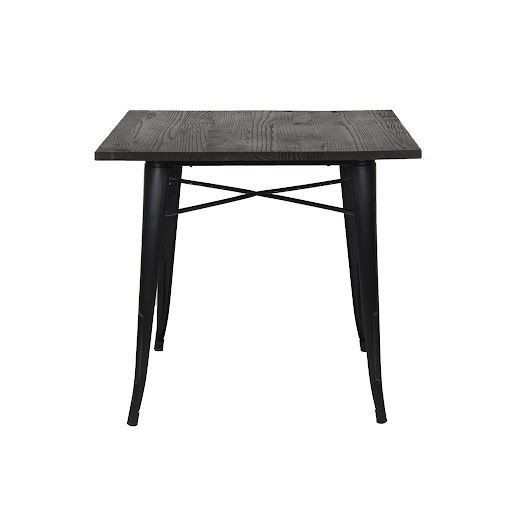 Mesa Comedor Tolix 80x80base De Fierro Negro Mate Madera 005-0