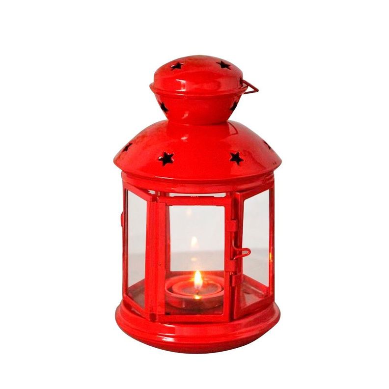 Fanal Candelabro Adorno Decorativo Rojo Velas-0