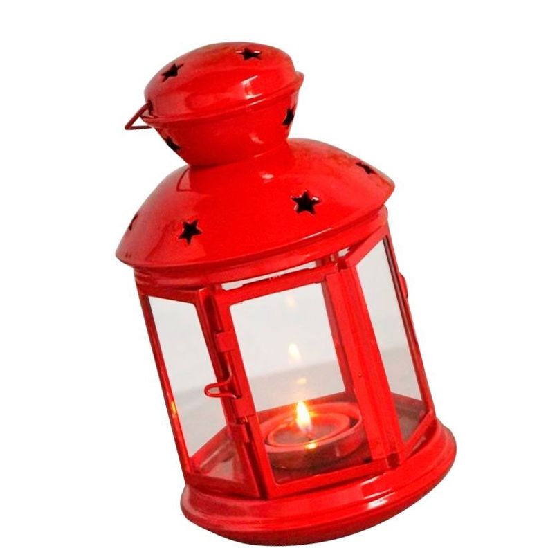 Fanal Candelabro Adorno Decorativo Rojo Velas-1