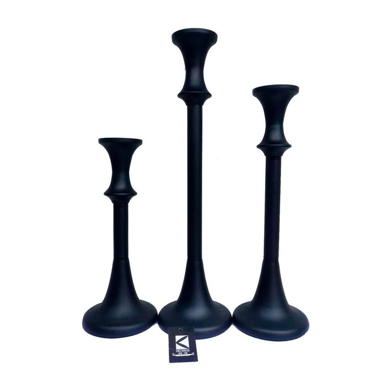 Candelabro Velas Decorativo Hogar Negro 3 Pcs-1