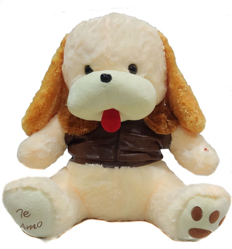 Perro de peluche de 80cm con orejas largas y chaqueta -1