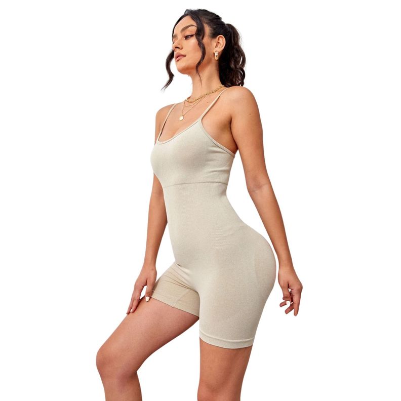 Enterito Push Up Sin Mangas Corto Beige Sukha-0