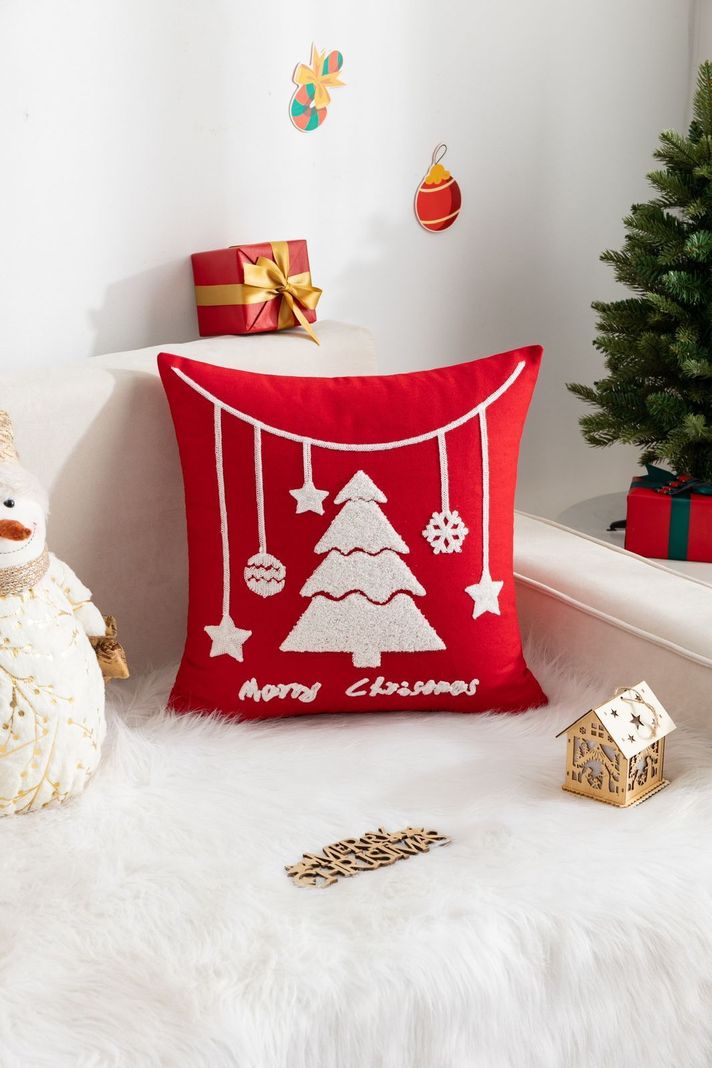 Cojín navideño con diseño bordado - D09-0