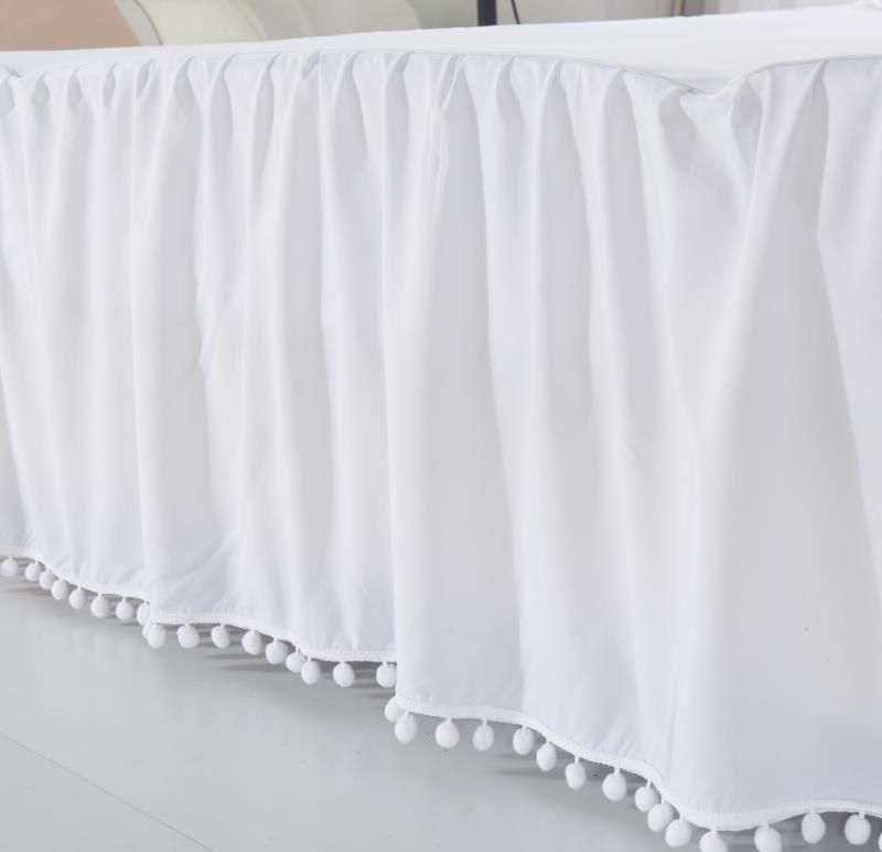 Faldón completo blanco con pompones - 2 plazas-0