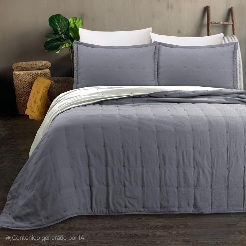 cubrecama super king gris