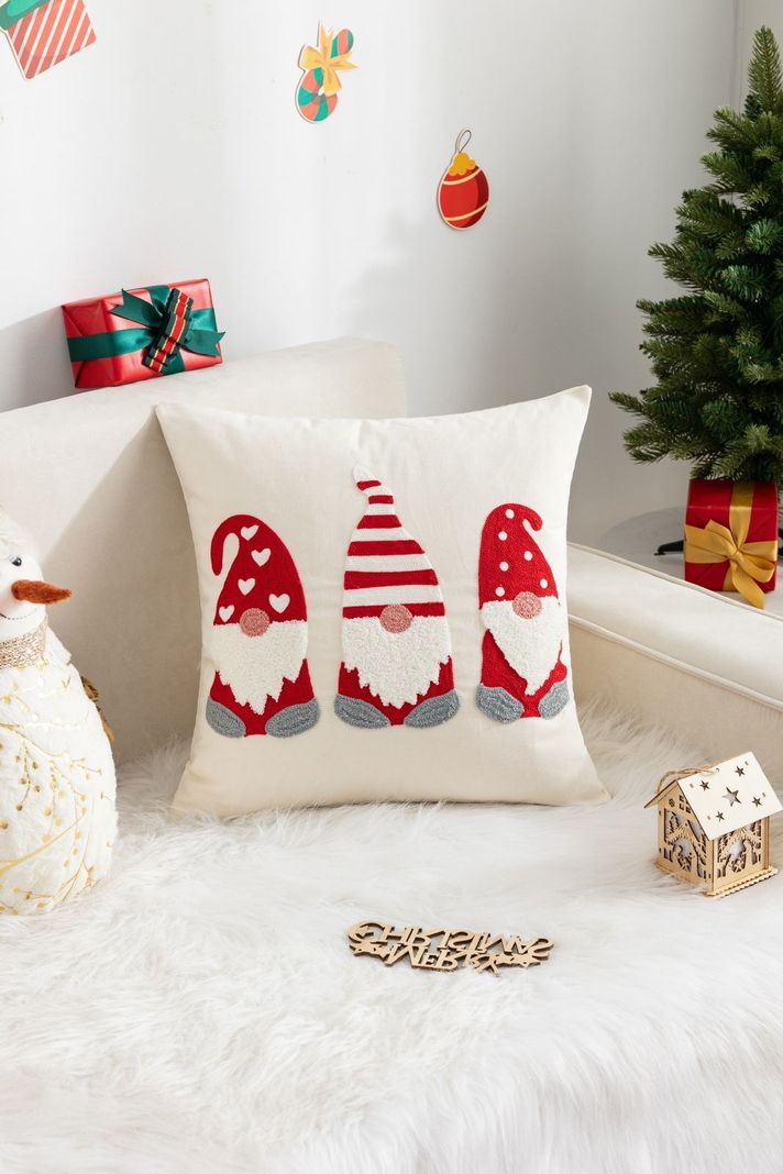 Cojín navideño con diseño bordado - D01-0