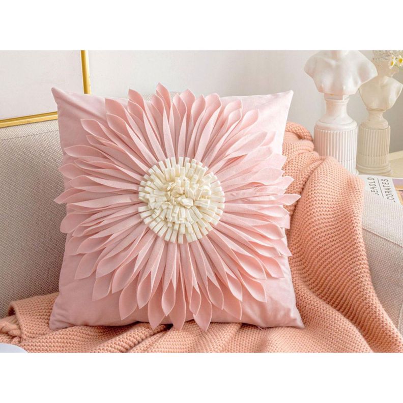 Cojin diseno flor Rosado Pastel