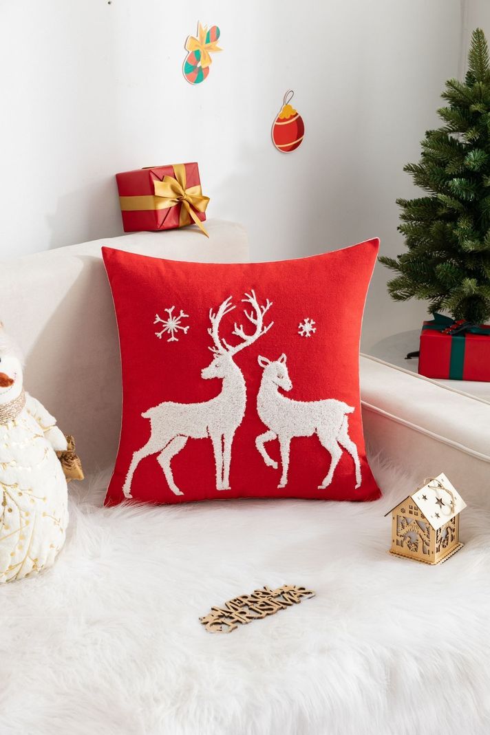 Cojín navideño con diseño bordado - D12-0