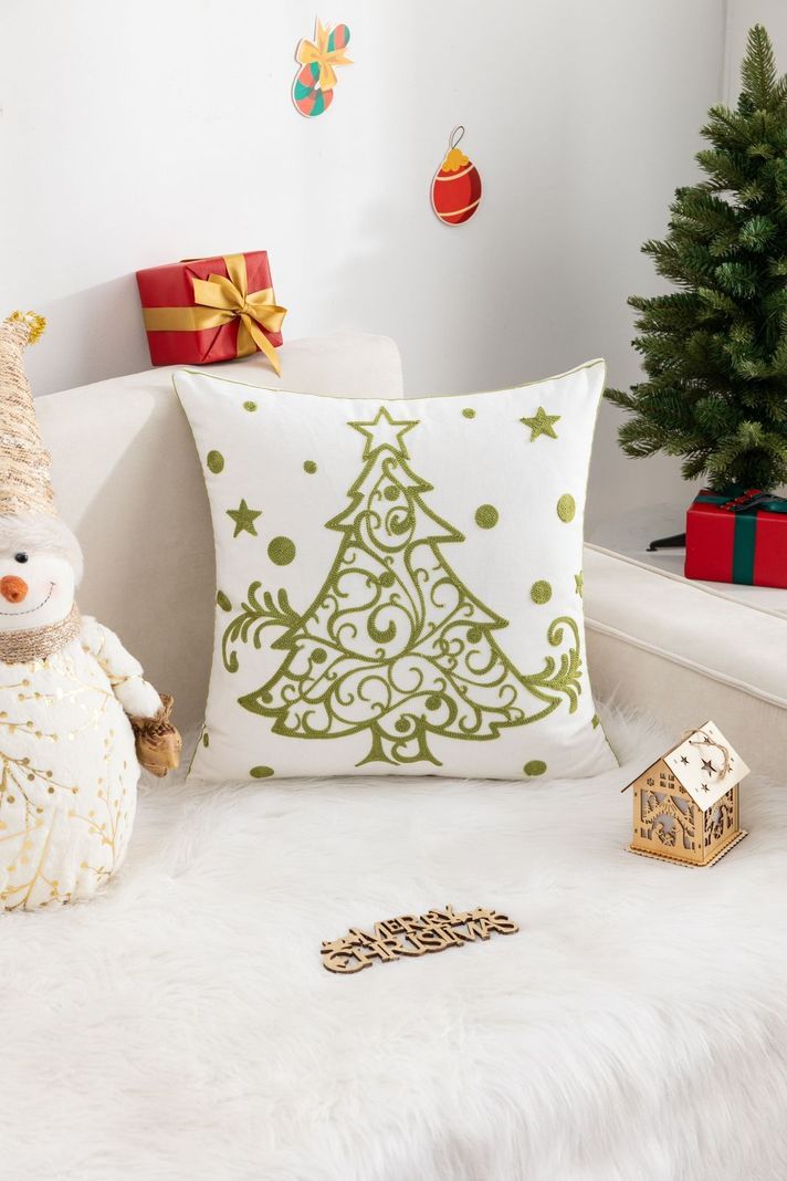 Cojín navideño con diseño bordado - D06-0