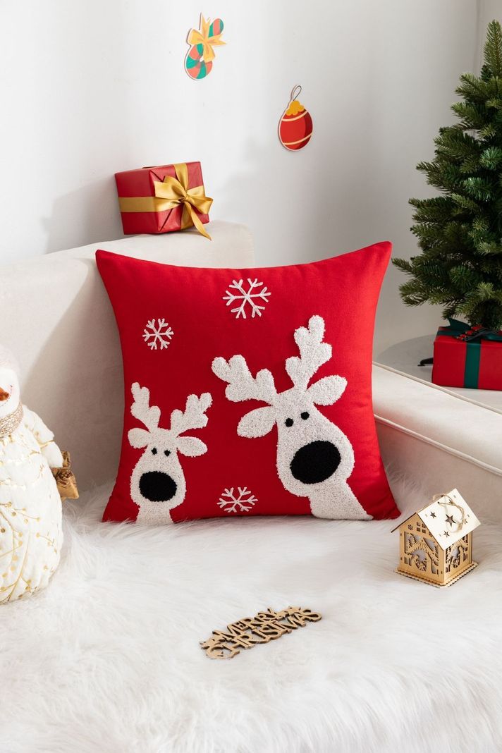 Cojín navideño con diseño bordado - D14-0