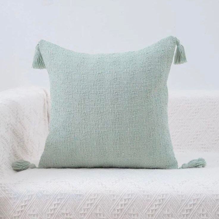 Cojín de lino en 45cm x 45cm - verde agua -0