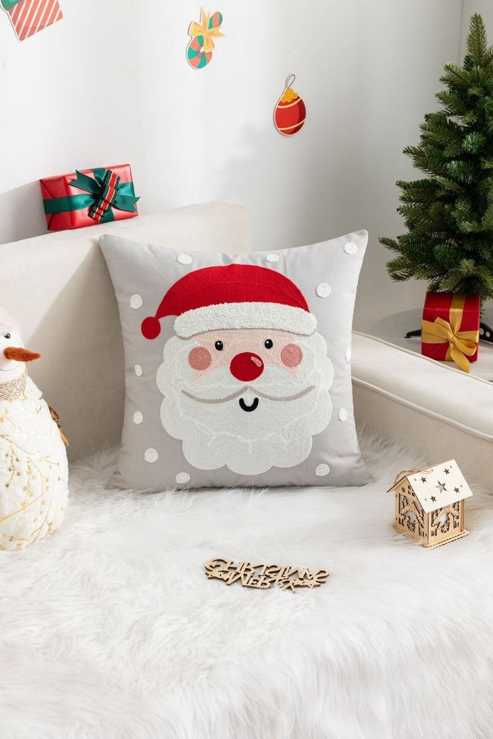 Cojín navideño con diseño bordado - D02-0