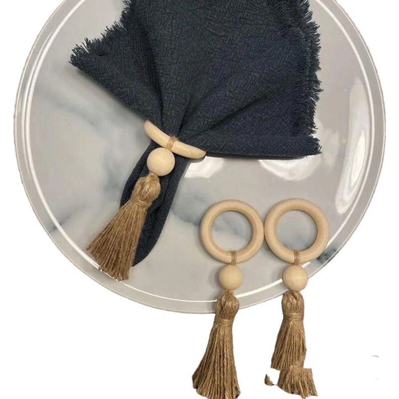 Set de servilleteros con cuencas de madera x 6-0