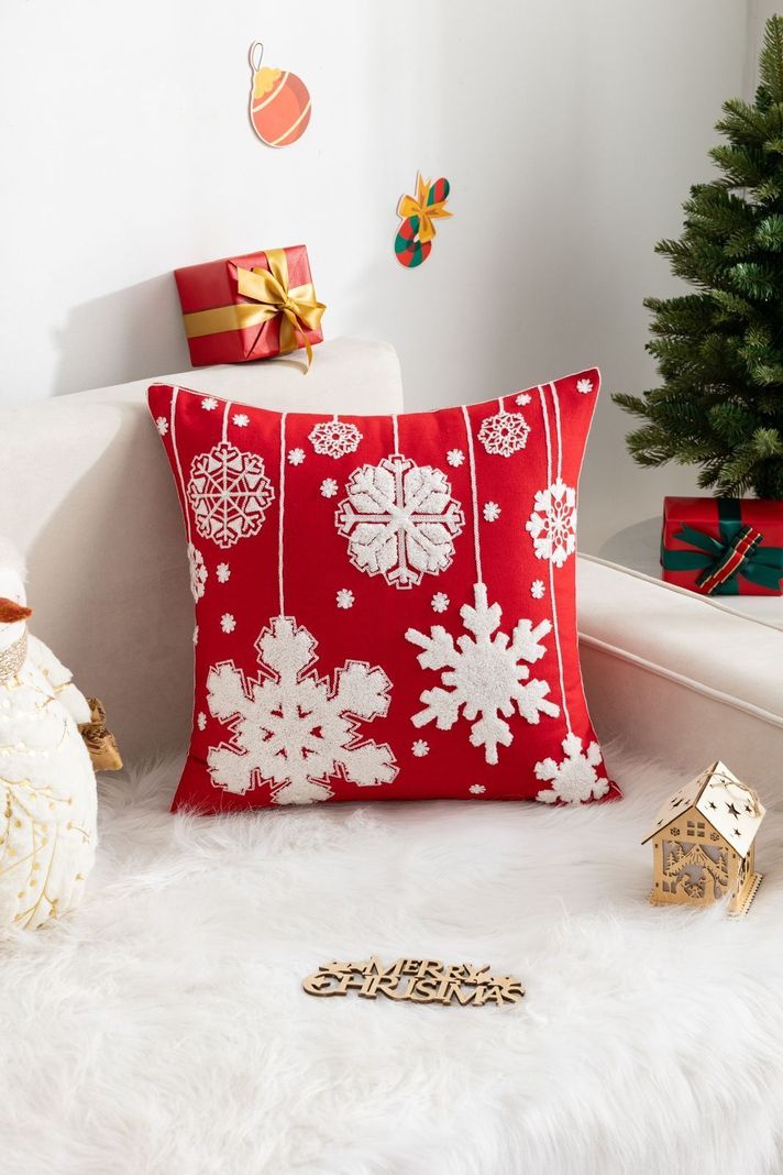 Cojín navideño con diseño bordado - D07-0