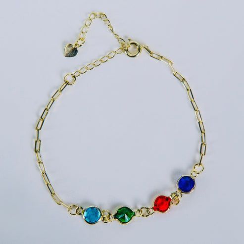 PULSERA RAINBOW PUNTO LUZ BAÑO EN ORO-0